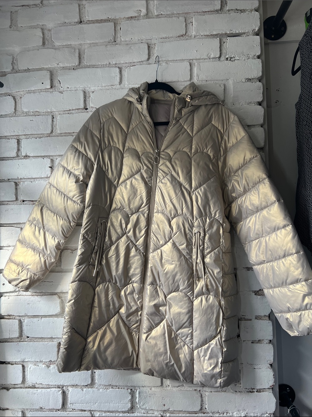 Metallic heart Quilted Puffer Coat - Women's Gray irridescent puffer